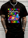 Missed You All Welcome Back To School Graphic Tee for Men Women, Cute First Day Teacher Short Sleeve T-Shirt, Casual Crew Neck Top for School Staff Gift