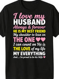 Love My Husband Wife Heart Retro Matching Anniversary Birthday Gift Unisex Tee