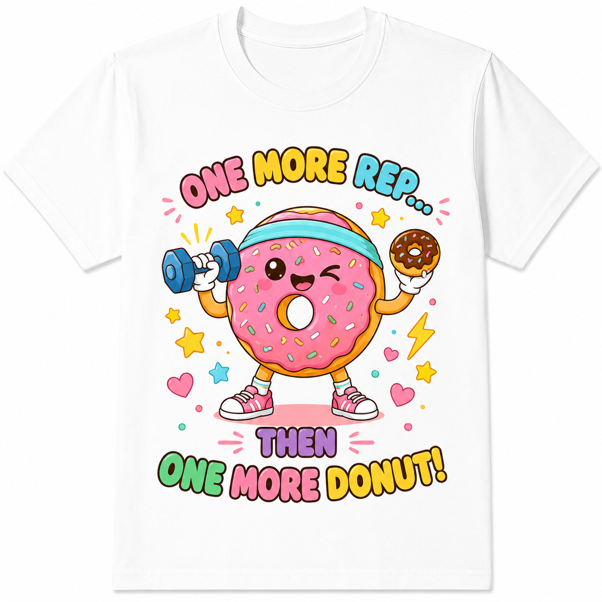 Kawaii Donut Fitness Funny Workout Cartoon Sweet GymLover Novelty Gift UnisexTee