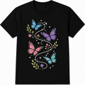 Butterfly Floral Botanical Nature Print Summer Casual Trendy Gift Unisex Tee
