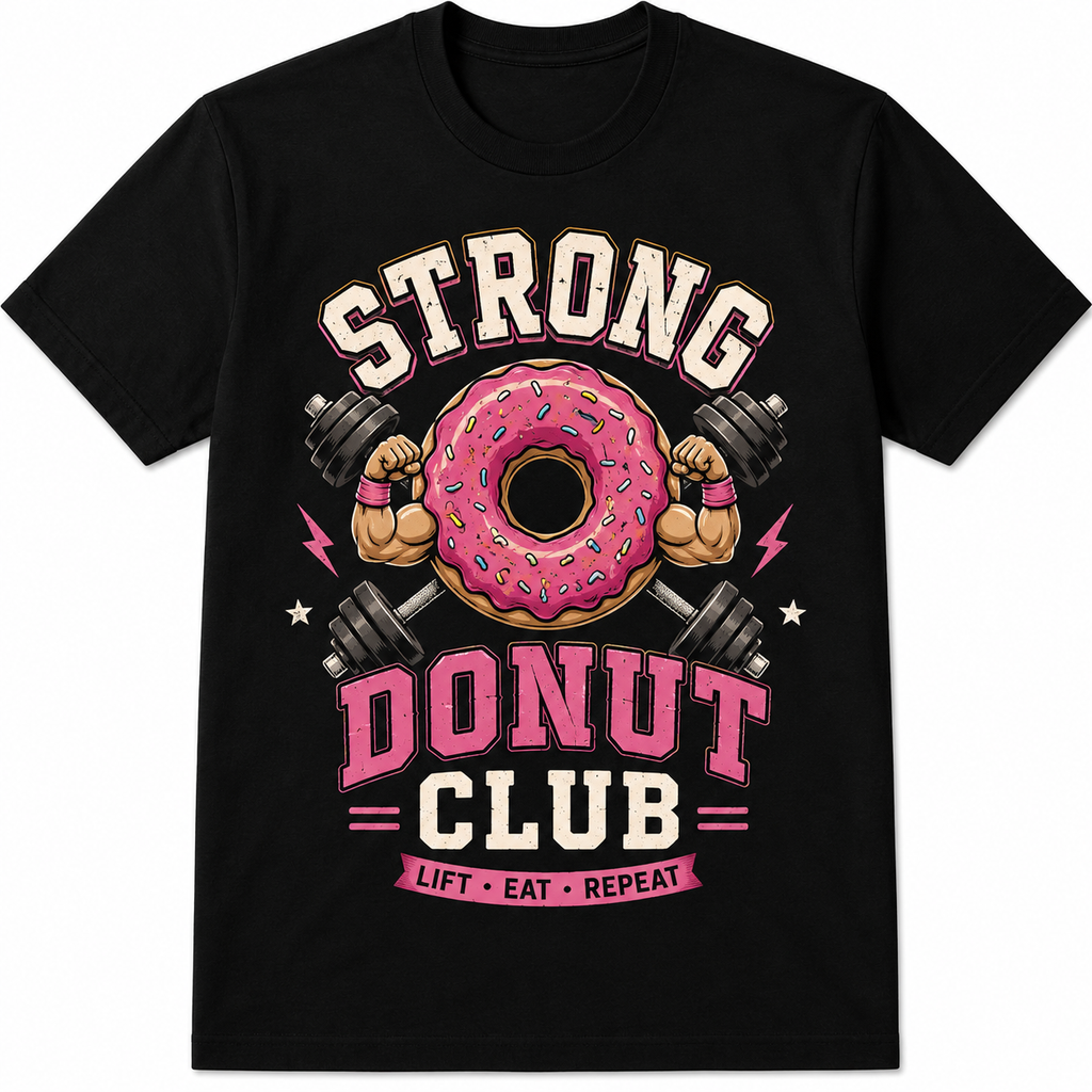 Strong Donut Club Vintage Gym Workout Funny Fitness Athletic Gift Unisex Tee