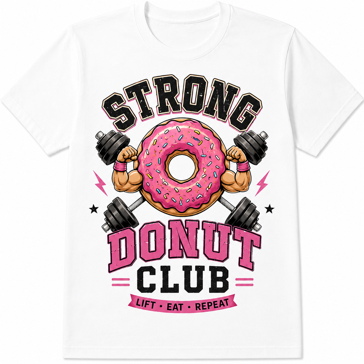 Strong Donut Club Vintage Gym Workout Funny Fitness Athletic Gift Unisex Tee
