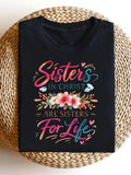 Sisters In Christ Are Sisters For Life Graphic Tee for Women, Christian Bible Verse Faith Short Sleeve T-Shirt, Casual Crew Neck Top for Church Gift