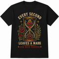 Vintage Hourglass Every Second Leaves Mark Gothic Tattoo Rose Retro Unisex Tee