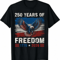 250 Years of Freedom Eagle Patriotic T-Shirt 1776-2026 American Independence Anniversary Graphic Tee
