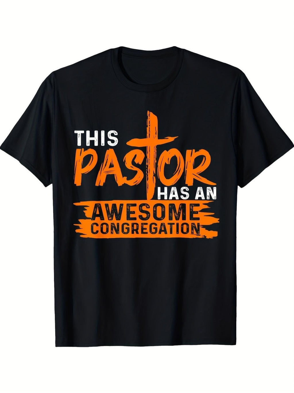Funny This Pastor Has An Awesome Congregation Graphic T-Shirt, Unisex Cotton Crew Neck Short Sleeve Tee, Christian Faith Novelty Shirt, Pastor Appreciation Church Gift