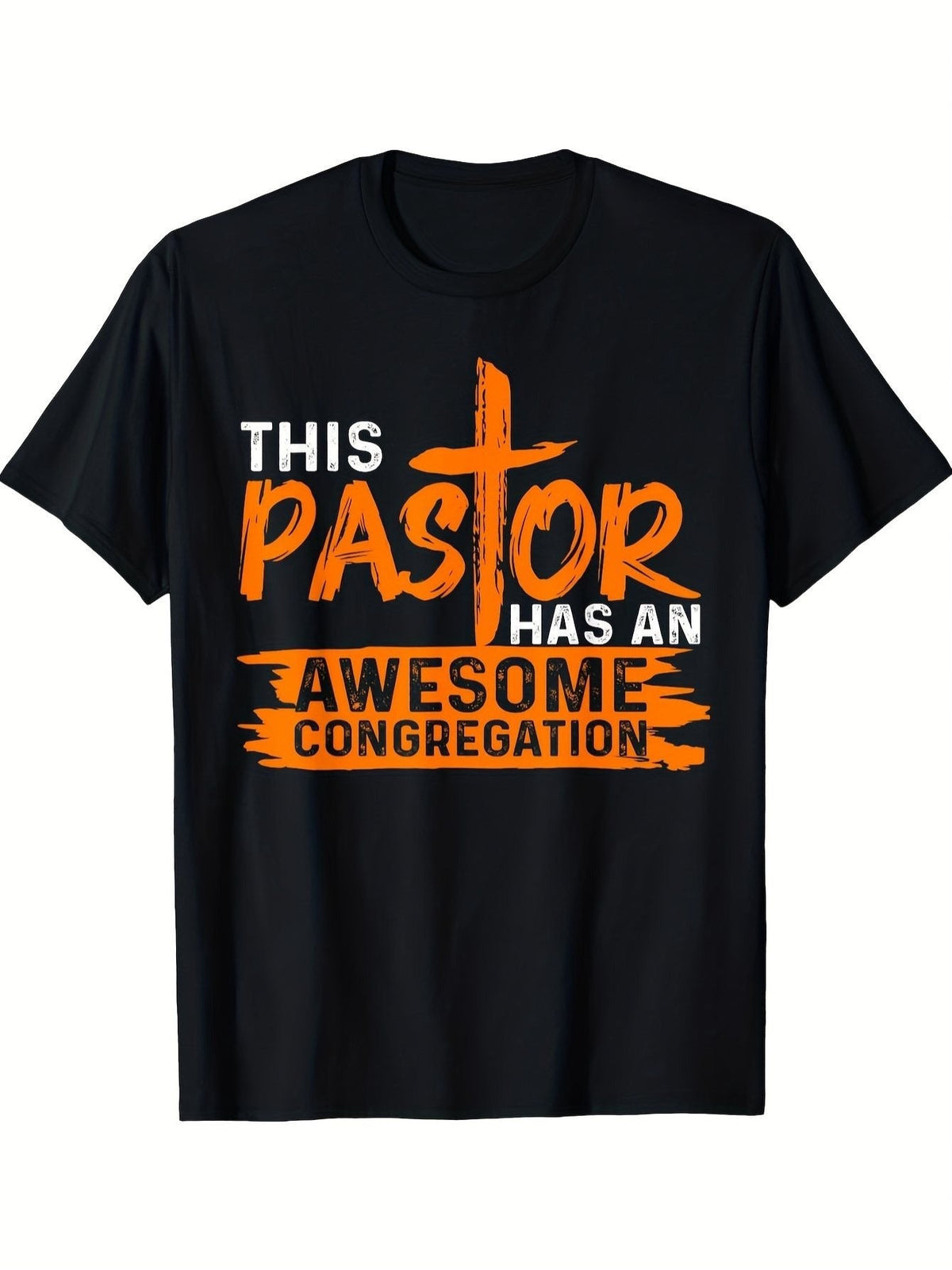 Funny This Pastor Has An Awesome Congregation Graphic T-Shirt, Unisex Cotton Crew Neck Short Sleeve Tee, Christian Faith Novelty Shirt, Pastor Appreciation Church Gift