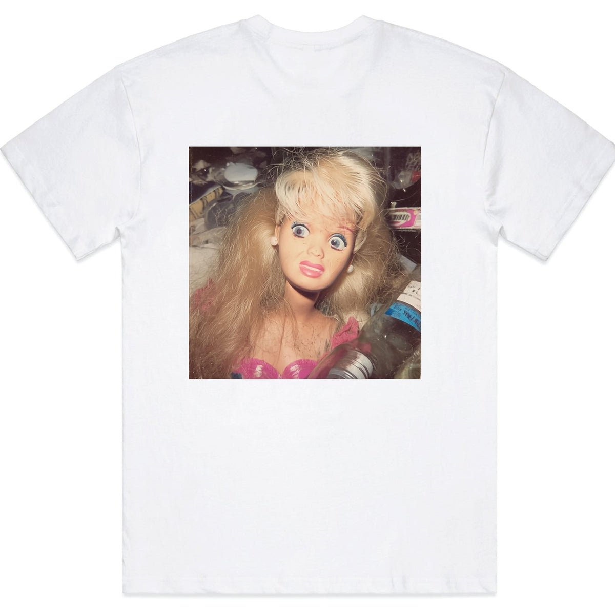 Fun Doll Face Graphic Tee for Men Women, Cute Creepy Vintage Doll Pattern Short Sleeve T-Shirt, Casual Crew Neck Top for Theme Party Daily Wear