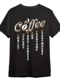 Coffee Christ Offers Forgiveness For Everyone Everywhere Graphic T-Shirt, Unisex Soft Cotton Crew Neck Top, All Season Retro Faith Tee, Casual Daily Wear For Coffee Lovers And Christian Believers