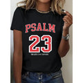 Women's 100% Casual T-Shirt with Psalm 23 Print - Round Neck, Short Sleeve, All-Season Comfort