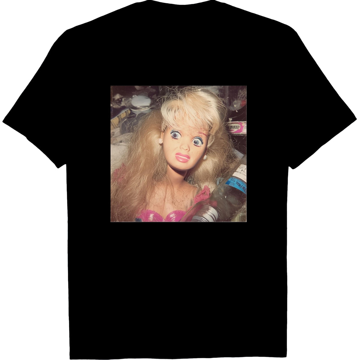 Fun Doll Face Graphic Tee for Men Women, Cute Creepy Vintage Doll Pattern Short Sleeve T-Shirt, Casual Crew Neck Top for Theme Party Daily Wear