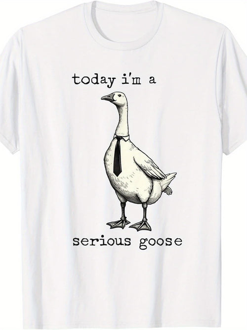 Today I'm A Serious Goose Funny Meme Graphic Tee for Men Women, Hilarious Goose Humor Short Sleeve T-Shirt, Casual Crew Neck Top for Animal Lover Gift