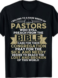 I Belong To A Rare Breed Of Pastors Preach From The Bible Graphic T-Shirt, Unisex Soft Cotton Crew Neck Top, All Season Faith Tee, Casual Religious Outfit for Pastors Christian Believers