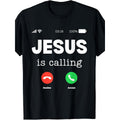 Funny Jesus Is Calling Tee for Men Women Religious Faith Graphic Spiritual Top Gift for Believer Christian Casual Retro Crew Neck Everyday Outfit