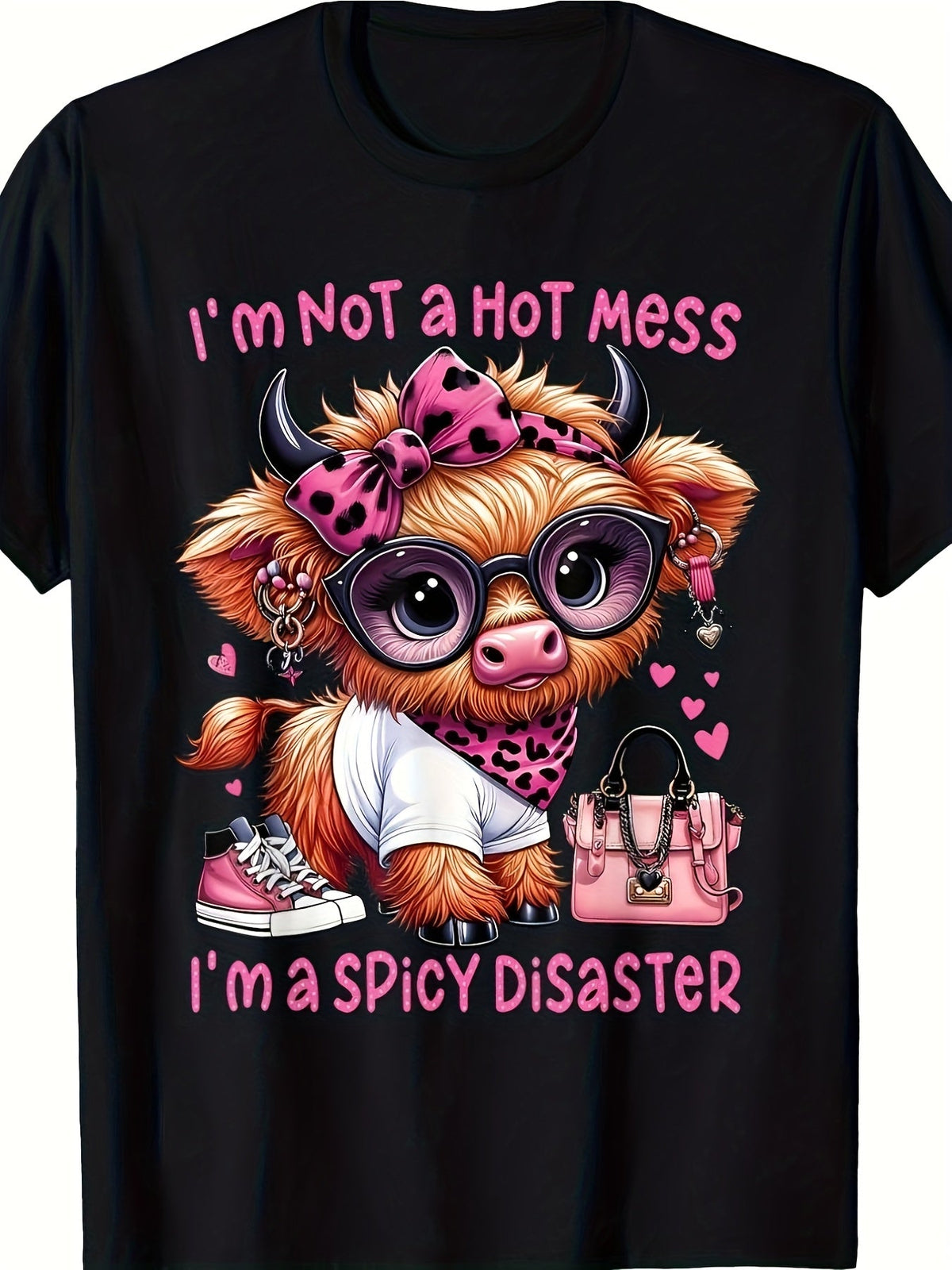 I'm Not A Hot Mess I'm A Spicy Disaster Graphic Tee for Men Women, Funny Sarcastic Short Sleeve T-Shirt, Casual Crew Neck Top for Her Him Gift