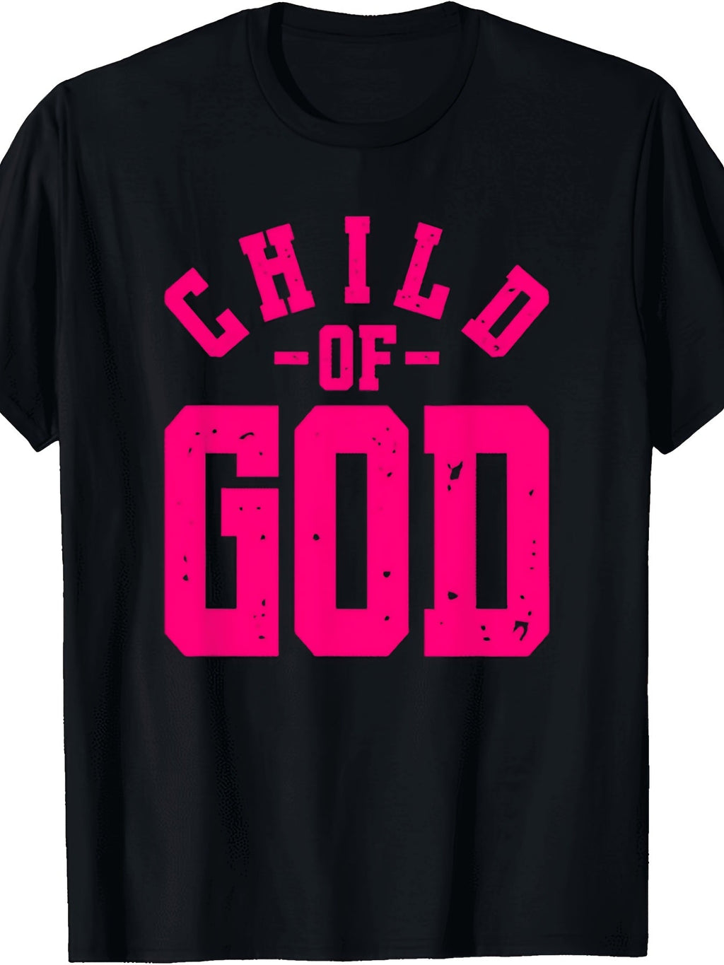 Child Of God Christian Faith Bold Hot Pink Graphic Tee for Men Women, Religious Verse Short Sleeve T-Shirt, Casual Crew Neck Top for Church Group Gift