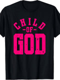 Child Of God Christian Faith Bold Hot Pink Graphic Tee for Men Women, Religious Verse Short Sleeve T-Shirt, Casual Crew Neck Top for Church Group Gift