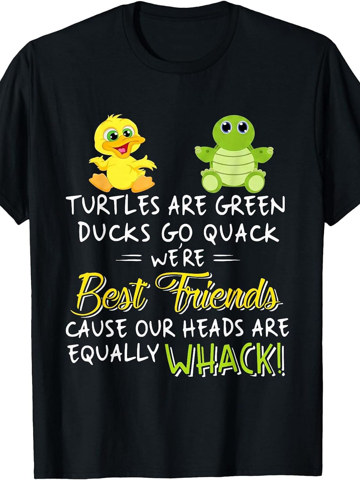 Turtle Duck Best Friends Cute Cartoon Graphic Tee Funny Animal Quote Casual Unisex Kids Adults Short Sleeve Top