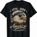 America 250th Anniversary Eagle Sunglasses Graphic T-Shirt, 1776-2026 Patriotic Independence Celebration Freedom Tee for Men and Women