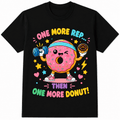 Cute Kawaii Donut Fitness Graphic T-Shirt for Women, Funny Workout Donut Cartoon Tee, Sweet Gym Lover Graphic Shirt, Novelty Casual Short Sleeve Top