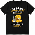Funny Duck Coffee T-Shirt for Men Women, Cute Meme Graphic Tee “My Brain Has Too Many Tabs Open” Humorous Duck Lover Gift Casual Everyday Shirt