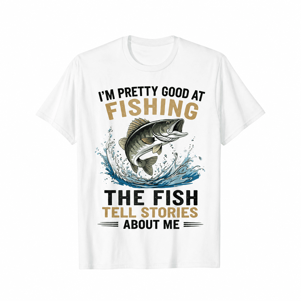 I Fish So Well The Fish All Tell Stories Funny Fishing T-Shirt, Jumping Fish Graphic Tee, Unisex Casual Top for Anglers, Outdoor Lover Gift