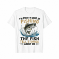 I Fish So Well The Fish All Tell Stories Funny Fishing T-Shirt, Jumping Fish Graphic Tee, Unisex Casual Top for Anglers, Outdoor Lover Gift