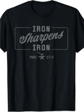 Men's Iron Sharpens Iron Proverbs 27:17 Christian Bible Verse Graphic Short Sleeve T-Shirt
