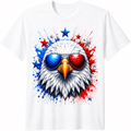 Patriotic Eagle Sunglasses Graphic T-Shirt for Men Women, American Freedom Bird Independence Day Tee, USA Pride Patriotic Graphic Shirt, 4th of July Gift, Unisex Casual Top