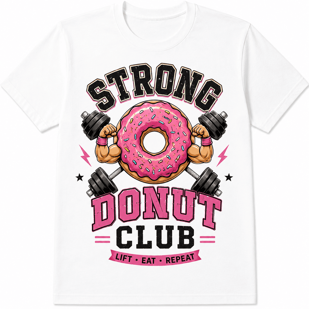 Strong Donut Club Graphic T-Shirt for Men Women, Vintage Gym Donut Workout Tee, Funny Fitness Graphic Shirt, Casual Short Sleeve Athletic Top