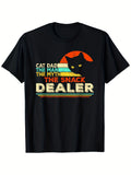 Cat Dad The Man The Myth The Snack Dealer Funny Cat Owner Graphic Tee for Men Women, Cute Father Cat Short Sleeve T-Shirt, Casual Crew Neck Top for Cat Dad Gift