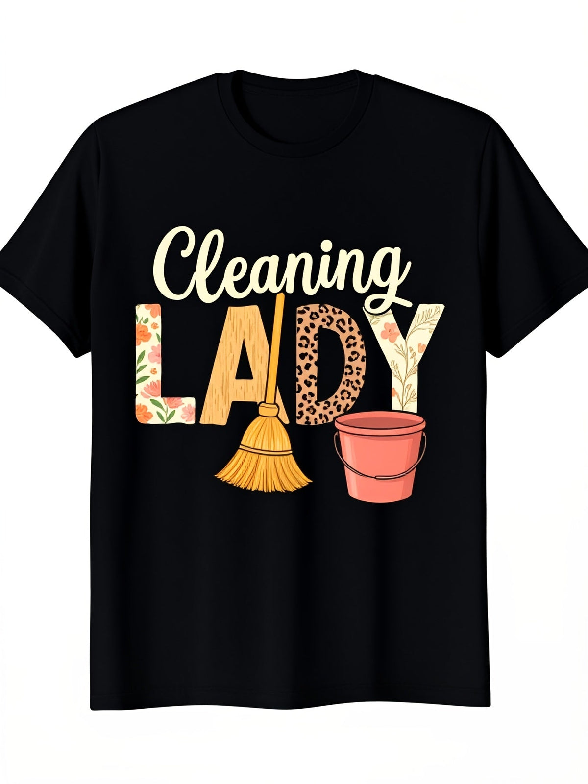 Cleaning Enthusiast Housekeeping Services Funny Graphic Tee for Men Women, Cute Cleaner Job Humor Short Sleeve T-Shirt, Casual Crew Neck Top for Housekeeper Gift