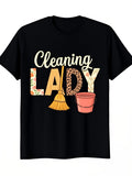 Cleaning Enthusiast Housekeeping Services Funny Graphic Tee for Men Women, Cute Cleaner Job Humor Short Sleeve T-Shirt, Casual Crew Neck Top for Housekeeper Gift
