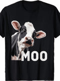 Moo Cute Cow Funny Farm Animal Graphic Tee for Men Women, Cute Cattle Farming Country Short Sleeve T-Shirt, Casual Crew Neck Top for Cow Lover Gift