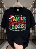 Family Christmas 2026 Making Memories Together Holiday Graphic Tee for Men Women, Cute Santa Hat Snowflake Short Sleeve T-Shirt, Casual Crew Neck Top for Christmas Gift