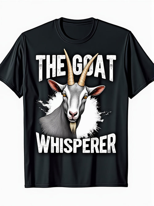 The Goat Whisperer Vintage Goat Portrait Graphic Short Sleeve T-Shirt, Unisex Crew Neck Cotton Tee, All Season Farm Animal Top, Novelty Gift For Goat Owners, Farmers And Livestock Lovers
