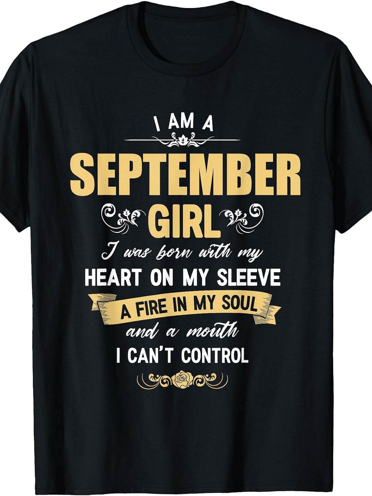 I'M a September Girl Vintage Floral Quote Graphic Tee, All Season Short Sleeve Shirt, Birthday Novelty Gift, Casual Top For Birthday Celebrations Daily Wear And Special Occasions